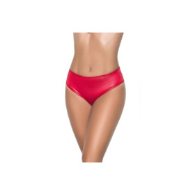 String bande large en wetlook rouge, taille haute, tissu fronçé à l'arrière 